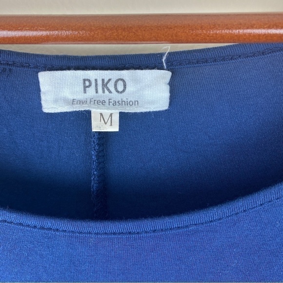 PIKO Woman’s Dress Medium Navy Quarter 3/4 Sleeve Pockets Crew Neck - Picture 5 of 6